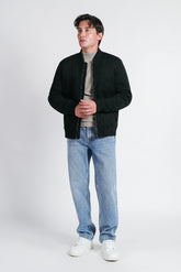 GIUBBOTTO BOMBER EFFETTO CAMOSCIO NERO